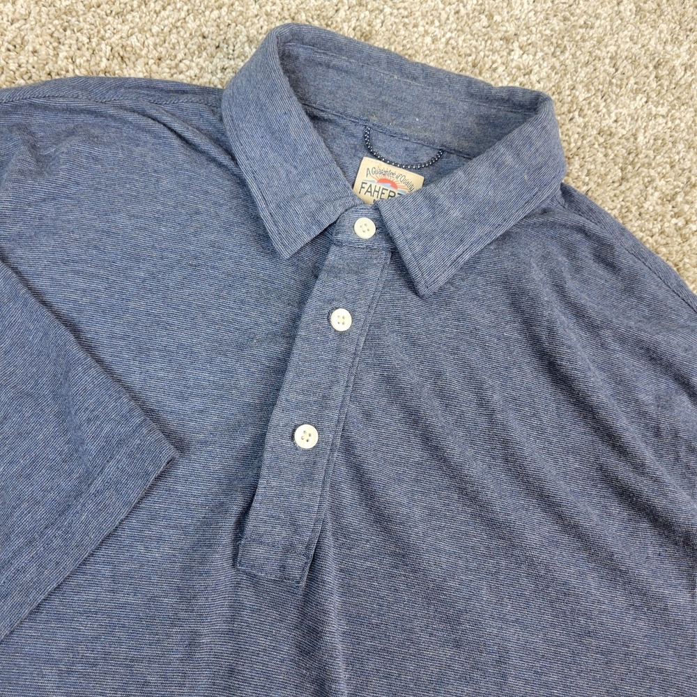 Faherty Mens Medium Gray Stretch Knit Button Down Short Sleeve Polo